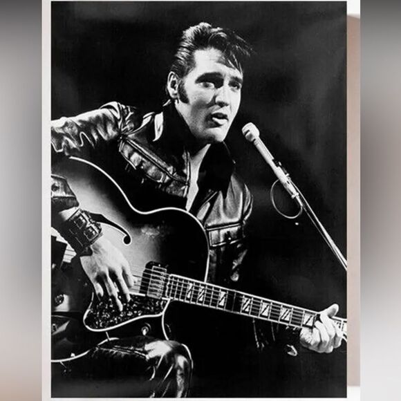 RARE Elvis Presley Portrait Painting Singing Rock n Roll Print Wall Art - Picture 3 of 7